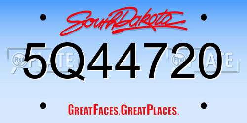 5Q44720 South Dakota License Plate