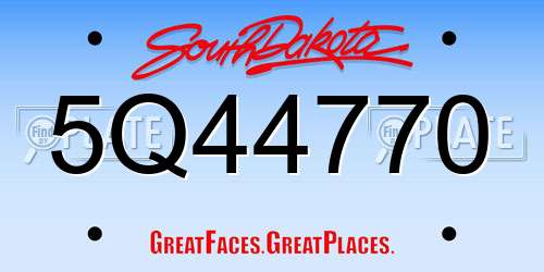 5Q44770 South Dakota License Plate