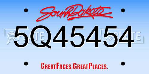 5Q45454 South Dakota License Plate