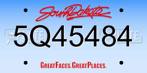 5Q45484 South Dakota License Plate