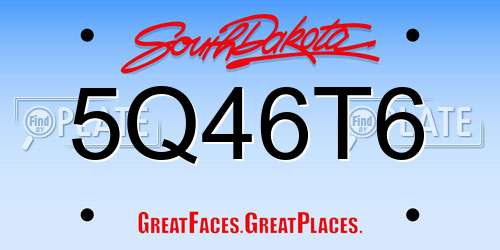 5Q46T6 South Dakota License Plate