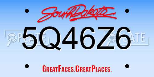 5Q46Z6 South Dakota License Plate