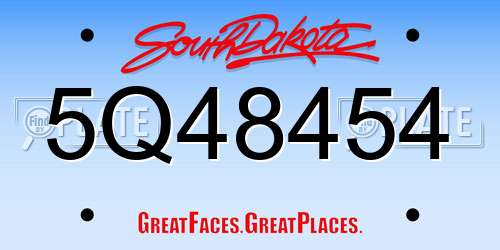 5Q48454 South Dakota License Plate
