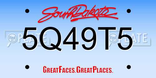 5Q49T5 South Dakota License Plate