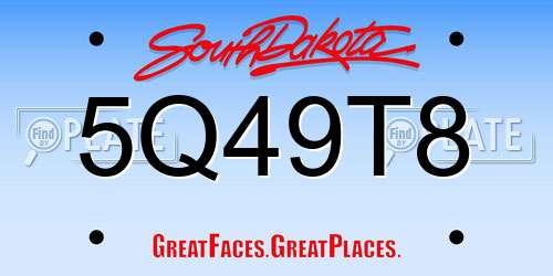 5Q49T8 South Dakota License Plate