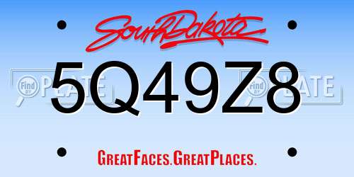 5Q49Z8 South Dakota License Plate