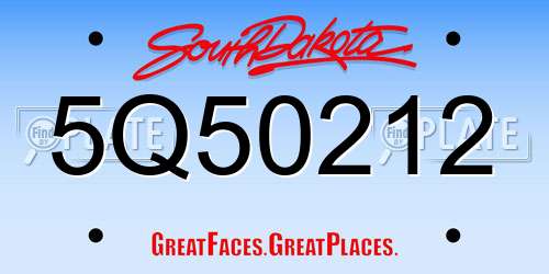 5Q50212 South Dakota License Plate