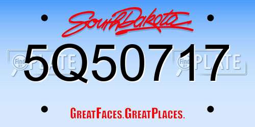 5Q50717 South Dakota License Plate