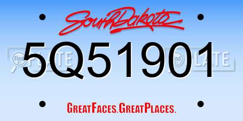 5Q51901 South Dakota License Plate