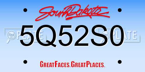 5Q52S0 South Dakota License Plate