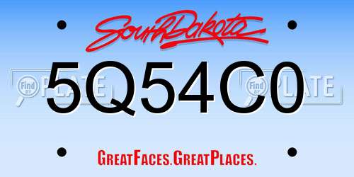 5Q54C0 South Dakota License Plate