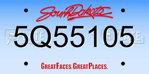 5Q55105 South Dakota License Plate