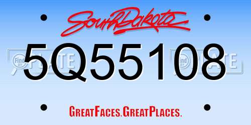 5Q55108 South Dakota License Plate