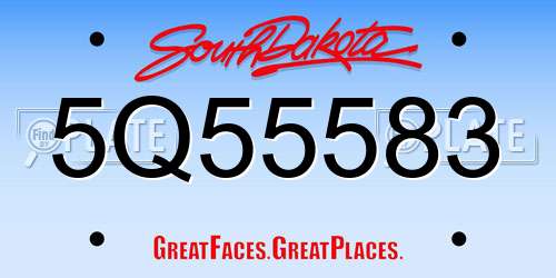 5Q55583 South Dakota License Plate