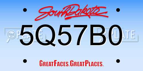 5Q57B0 South Dakota License Plate