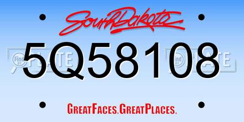 5Q58108 South Dakota License Plate
