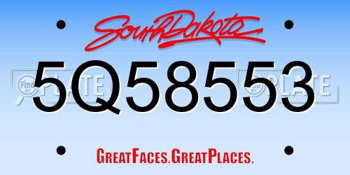 5Q58553 South Dakota License Plate