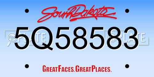 5Q58583 South Dakota License Plate