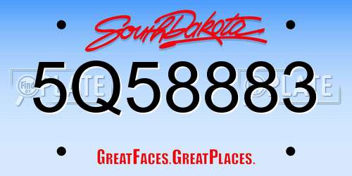5Q58883 South Dakota License Plate