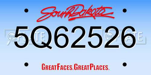 5Q62526 South Dakota License Plate