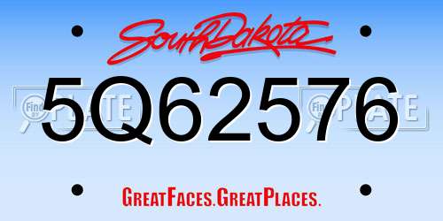 5Q62576 South Dakota License Plate