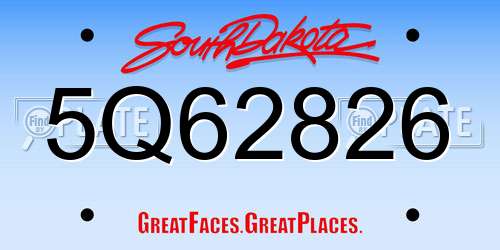 5Q62826 South Dakota License Plate