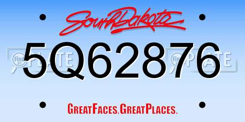 5Q62876 South Dakota License Plate