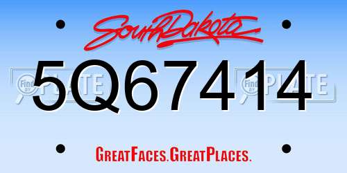 5Q67414 South Dakota License Plate