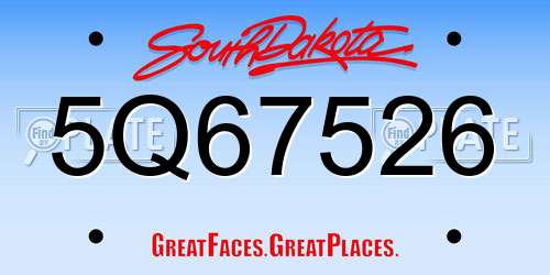 5Q67526 South Dakota License Plate