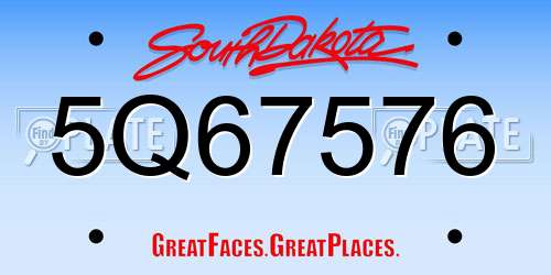 5Q67576 South Dakota License Plate