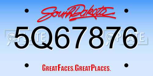 5Q67876 South Dakota License Plate