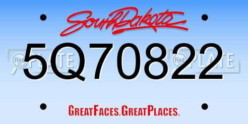 5Q70822 South Dakota License Plate