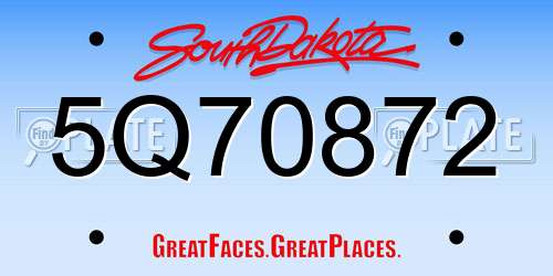 5Q70872 South Dakota License Plate