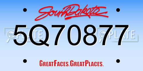 5Q70877 South Dakota License Plate