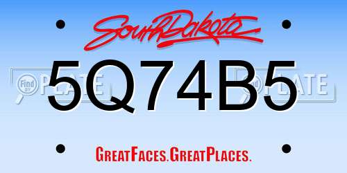 5Q74B5 South Dakota License Plate