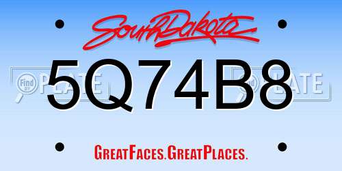 5Q74B8 South Dakota License Plate