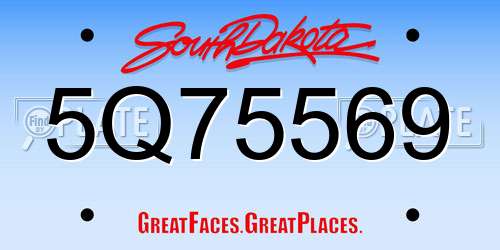 5Q75569 South Dakota License Plate