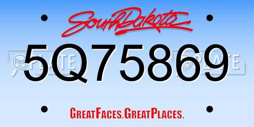 5Q75869 South Dakota License Plate