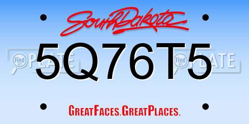 5Q76T5 South Dakota License Plate