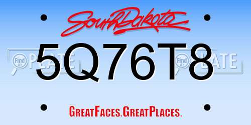 5Q76T8 South Dakota License Plate