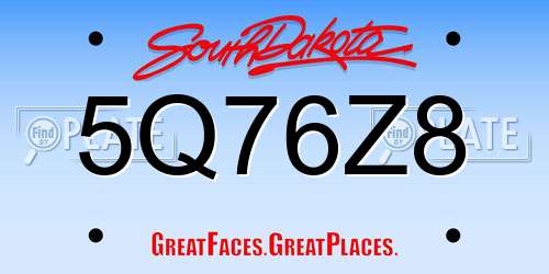 5Q76Z8 South Dakota License Plate