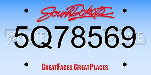 5Q78569 South Dakota License Plate