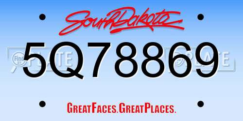 5Q78869 South Dakota License Plate