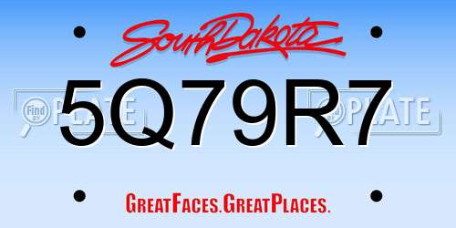 5Q79R7 South Dakota License Plate