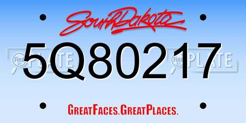 5Q80217 South Dakota License Plate