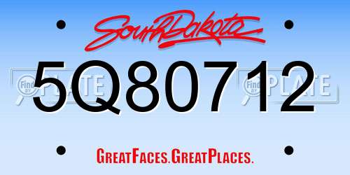 5Q80712 South Dakota License Plate