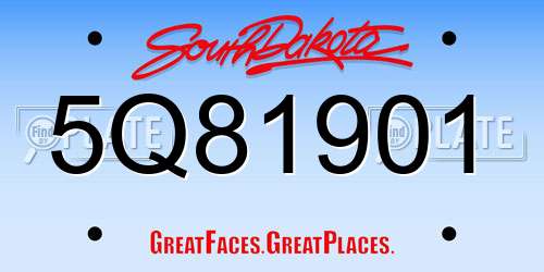 5Q81901 South Dakota License Plate