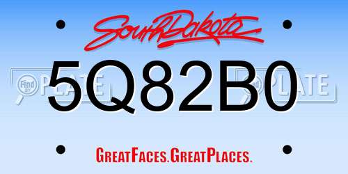 5Q82B0 South Dakota License Plate
