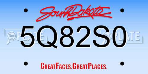 5Q82S0 South Dakota License Plate