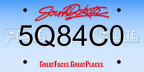 5Q84C0 South Dakota License Plate